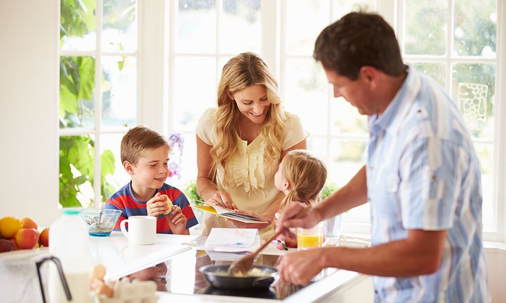 Family In Kitchen